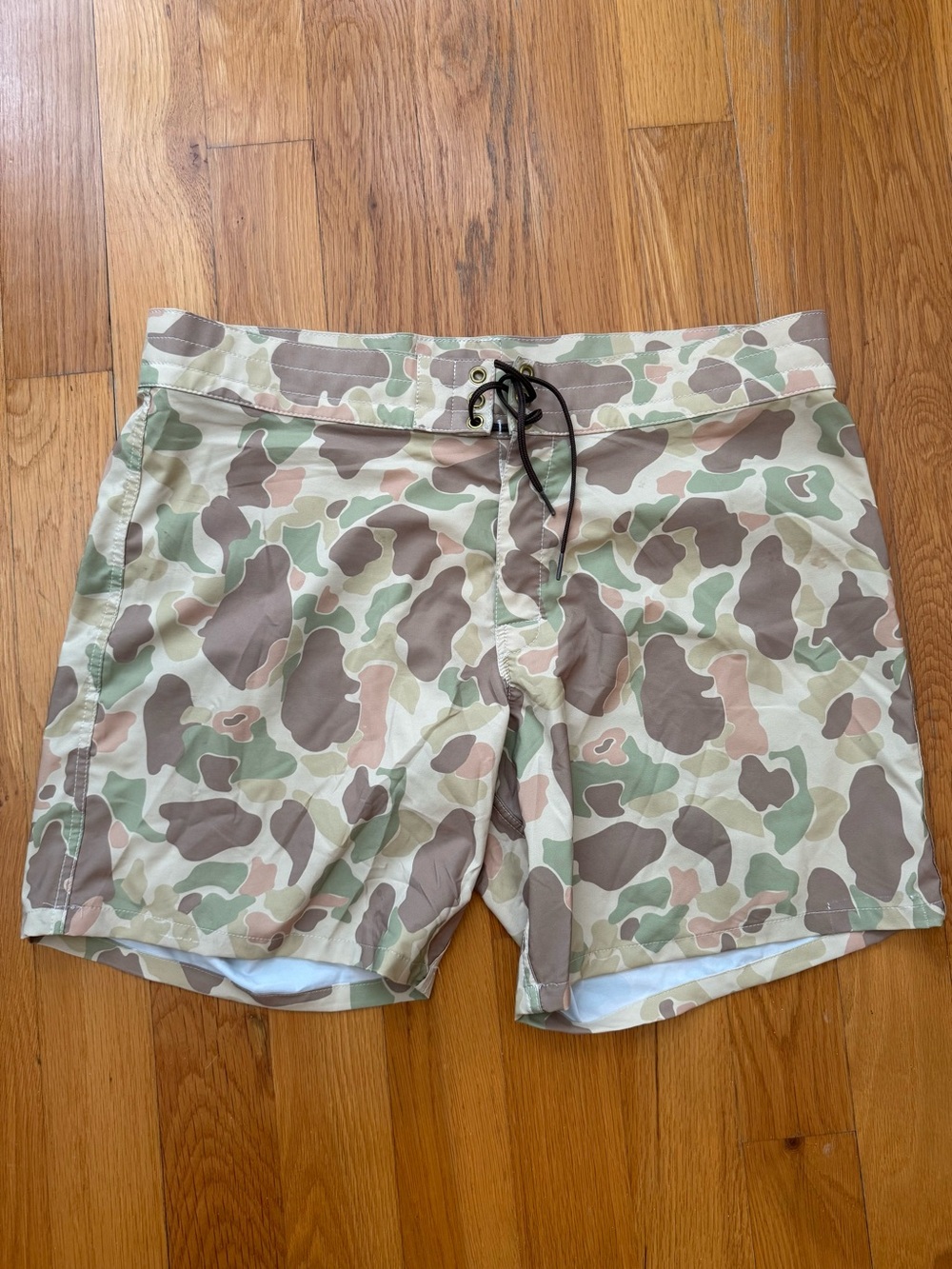 Birdwell Desert Camo Swim Board Shorts - Tan, Olive, Brown